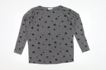 JoJo Maman Bébé Women’s Grey Star Print Pullover Jumper Size S