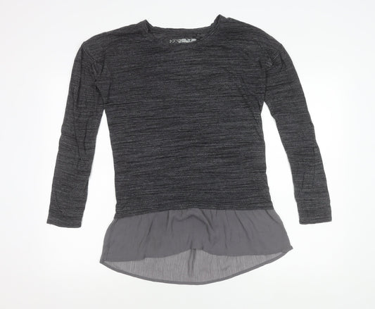 Marks and Spencer Women’s Grey Tunic Blouse Size 8 Long Sleeve Frill Hem