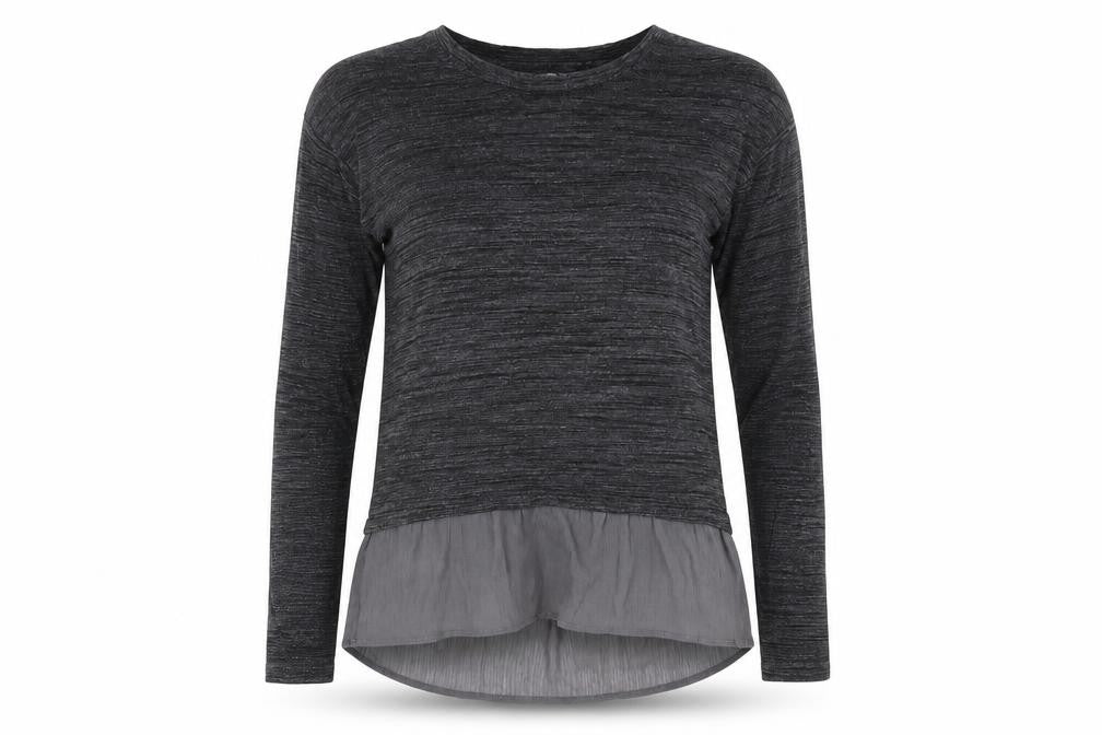 Marks & Spencer Women’s Grey Tunic Blouse Size 8 Long Sleeve Frill Hem