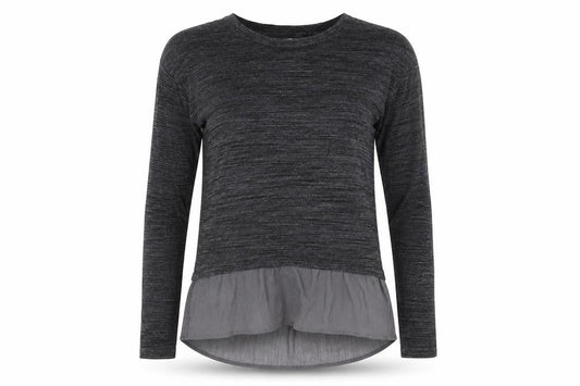 Marks and Spencer Women’s Grey Tunic Blouse Size 8 Long Sleeve Frill Hem