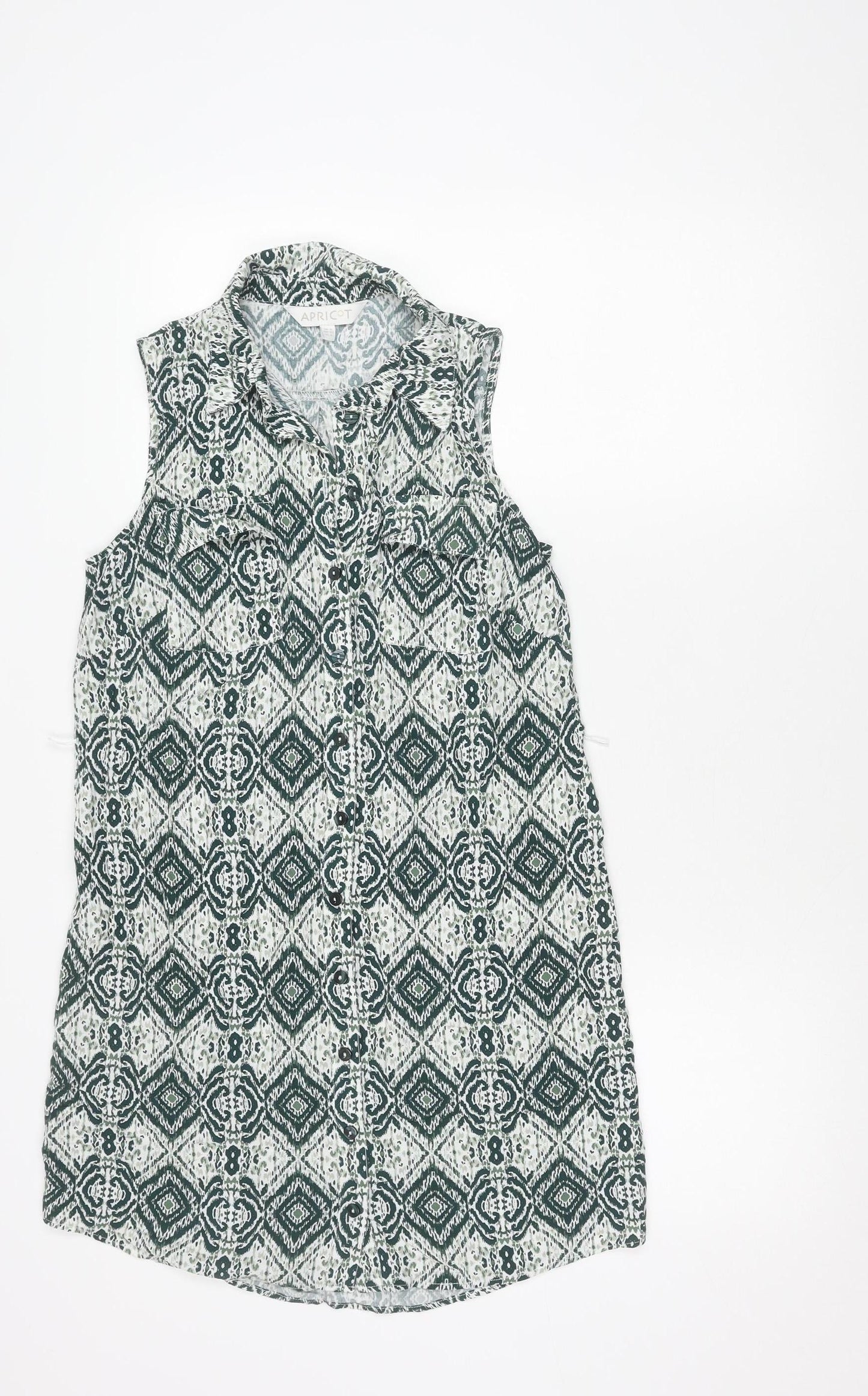Apricot Women's Green Geometric Shift Dress Size 8 Sleeveless