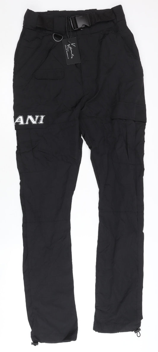 Kani Womens Black XS Cargo Trousers Streetwear Belted