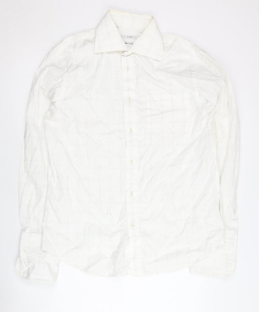 Next Men’s White Check 100% Cotton Dress Shirt 15.5in 39cm