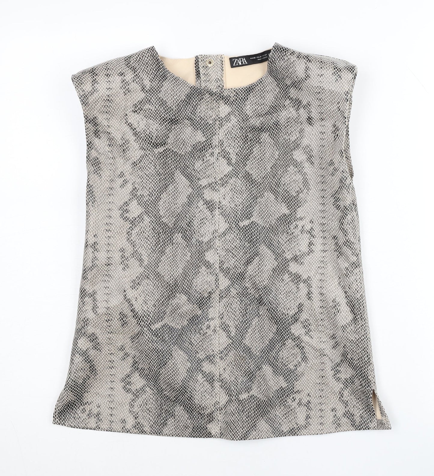 Zara Women’s Grey Animal Print Sleeveless Blouse XS