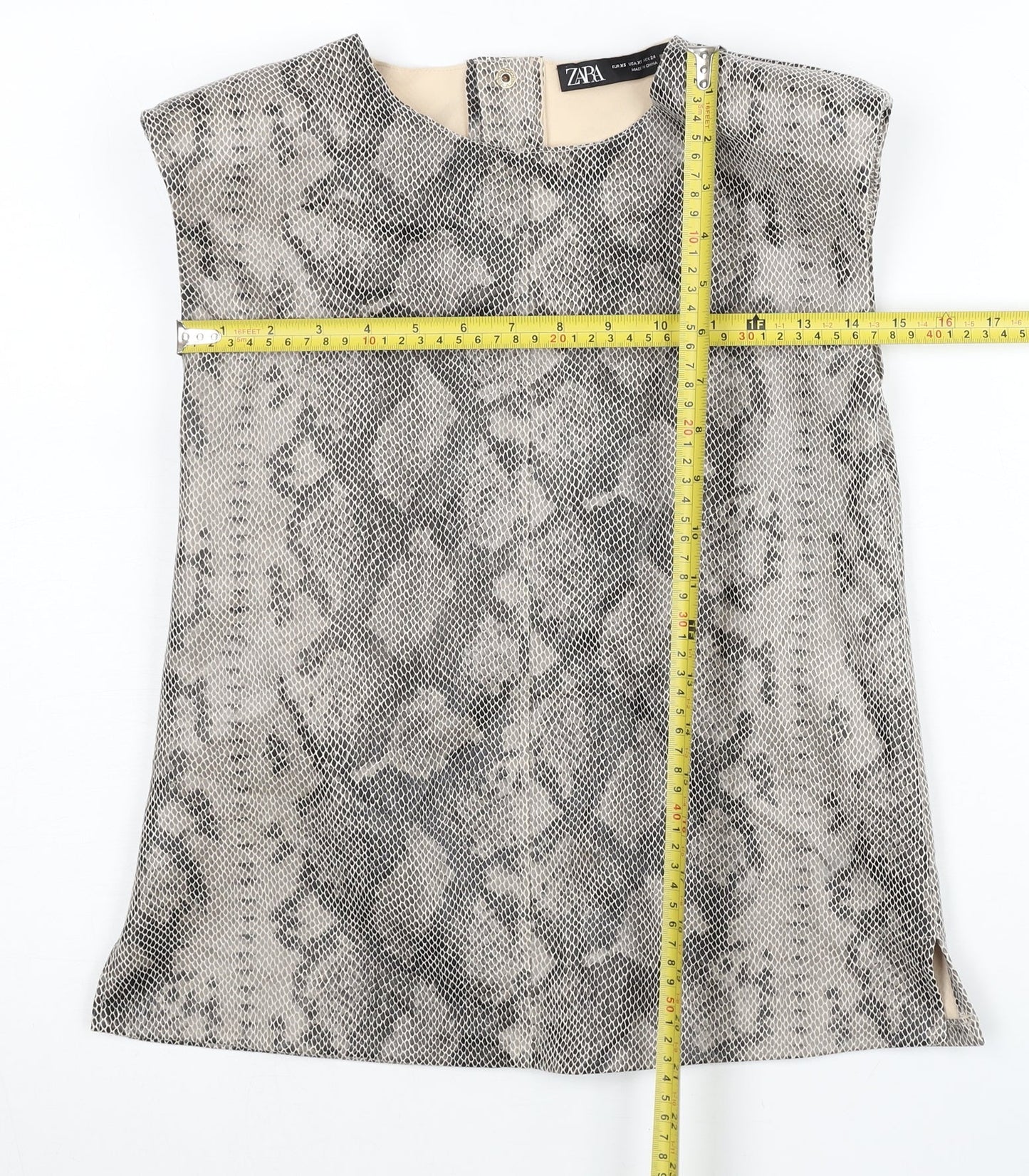 Zara Women’s Grey Animal Print Sleeveless Blouse XS