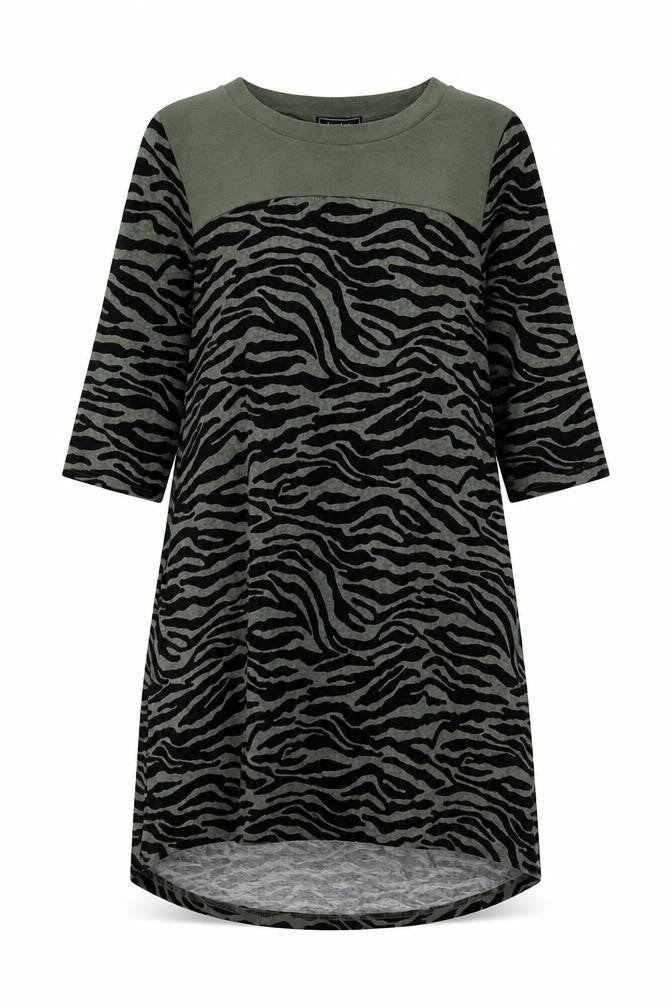 Izabel London Women’s Green Animal Print Shift Dress Size 10 Hi-Low