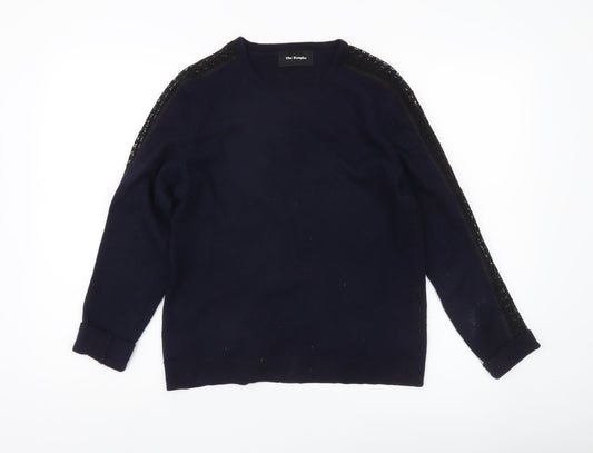 The Kooples Womens Blue Wool Cashmere Lace Pullover XS