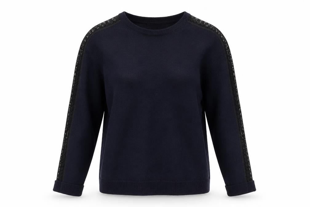 The Kooples Womens Blue Wool Cashmere Lace Pullover XS