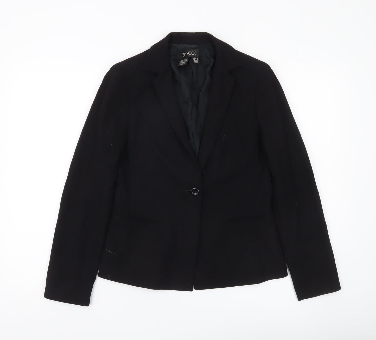Episode Womens Black Wool Suit Jacket UK 6 Classic Workwear Blazer