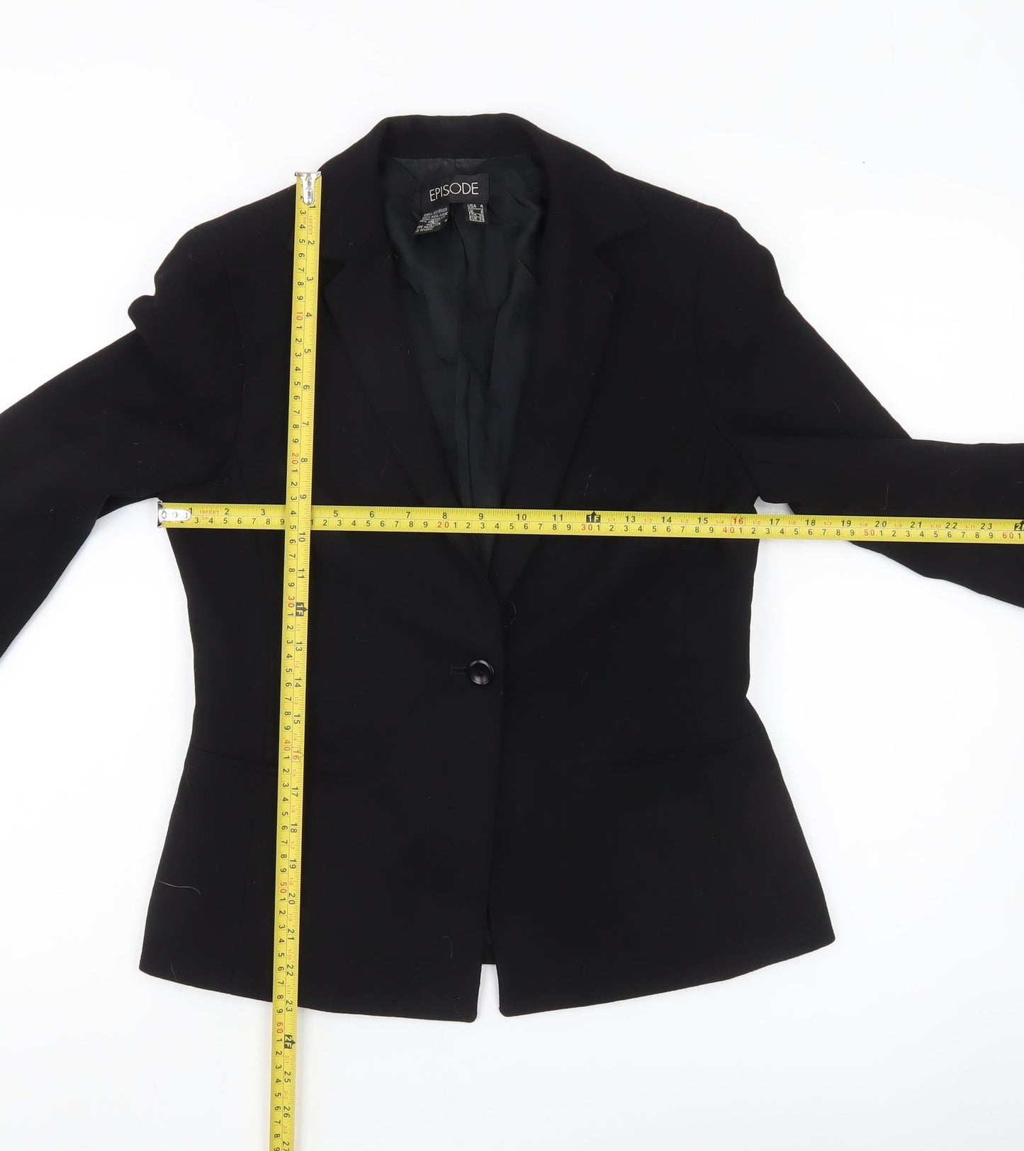 Episode Womens Black Wool Suit Jacket UK 6 Classic Workwear Blazer