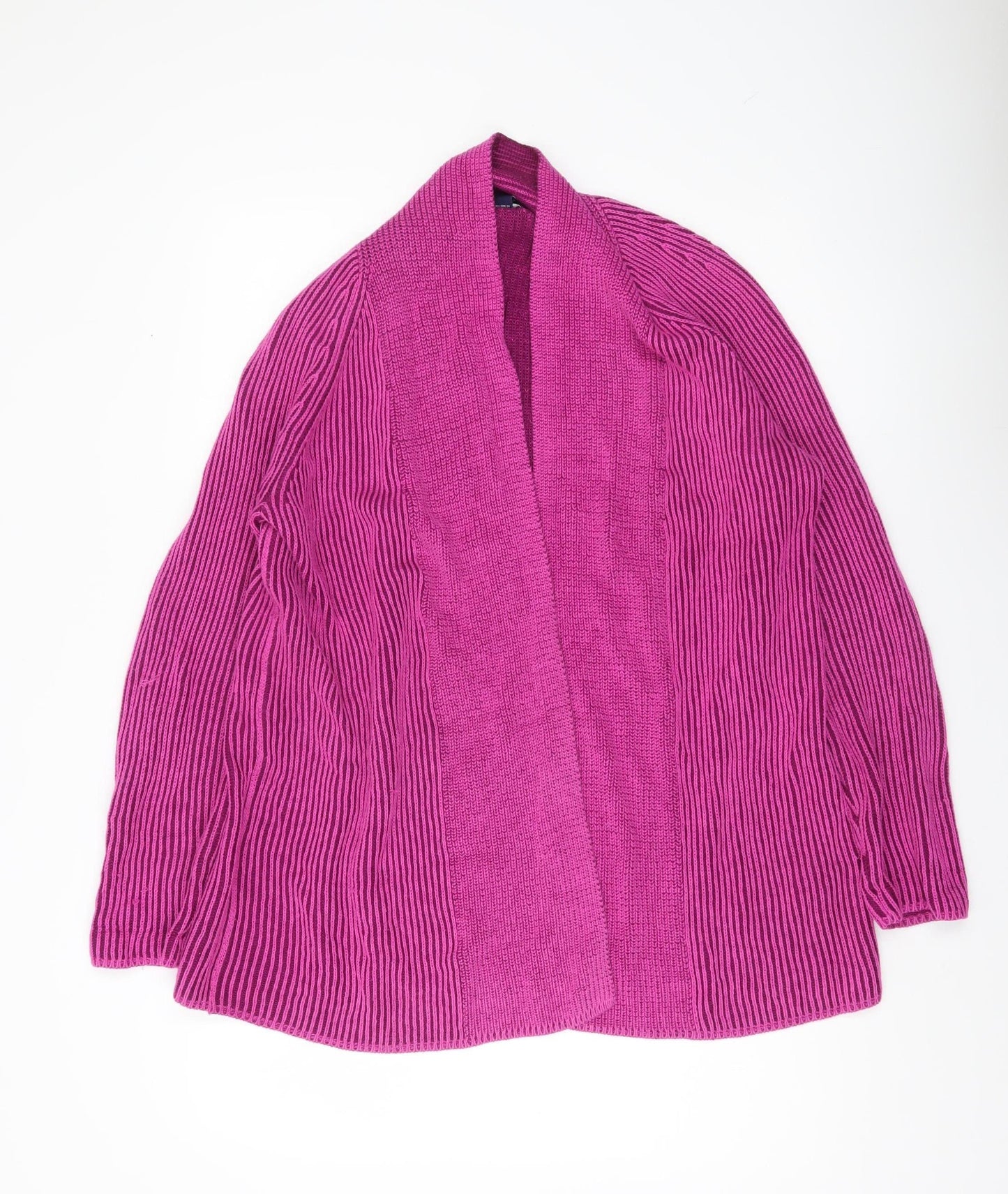 Lands' End Women's Pink Cotton Open Cardigan Size S Knit Long Sleeve