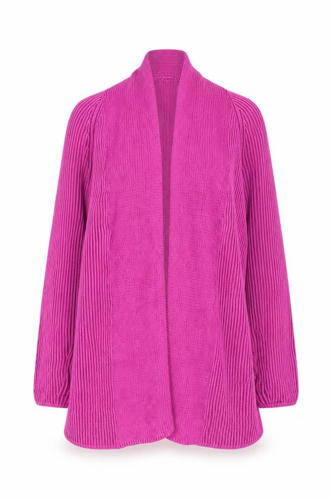 Lands' End Women's Pink Cotton Open Cardigan Size S Knit Long Sleeve