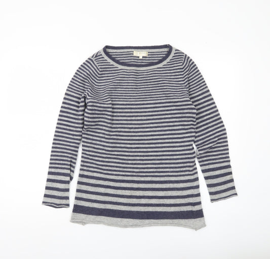 Kenar Womens Grey Striped Pullover Jumper Size S Angora Wool Blend