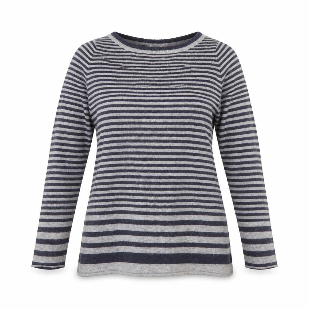 Kenar Womens Grey Striped Pullover Jumper Size S Angora Wool Blend