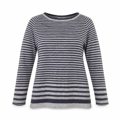 Kenar Womens Grey Striped Pullover Jumper Size S Angora Wool Blend