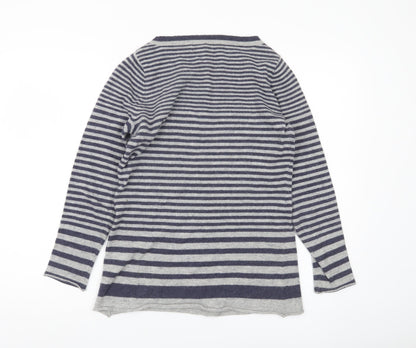Kenar Womens Grey Striped Pullover Jumper Size S Angora Wool Blend