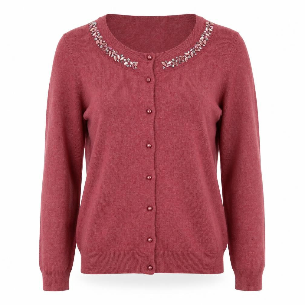Marks & Spencer Womens Red Size 8 Beaded Cardigan Jumper