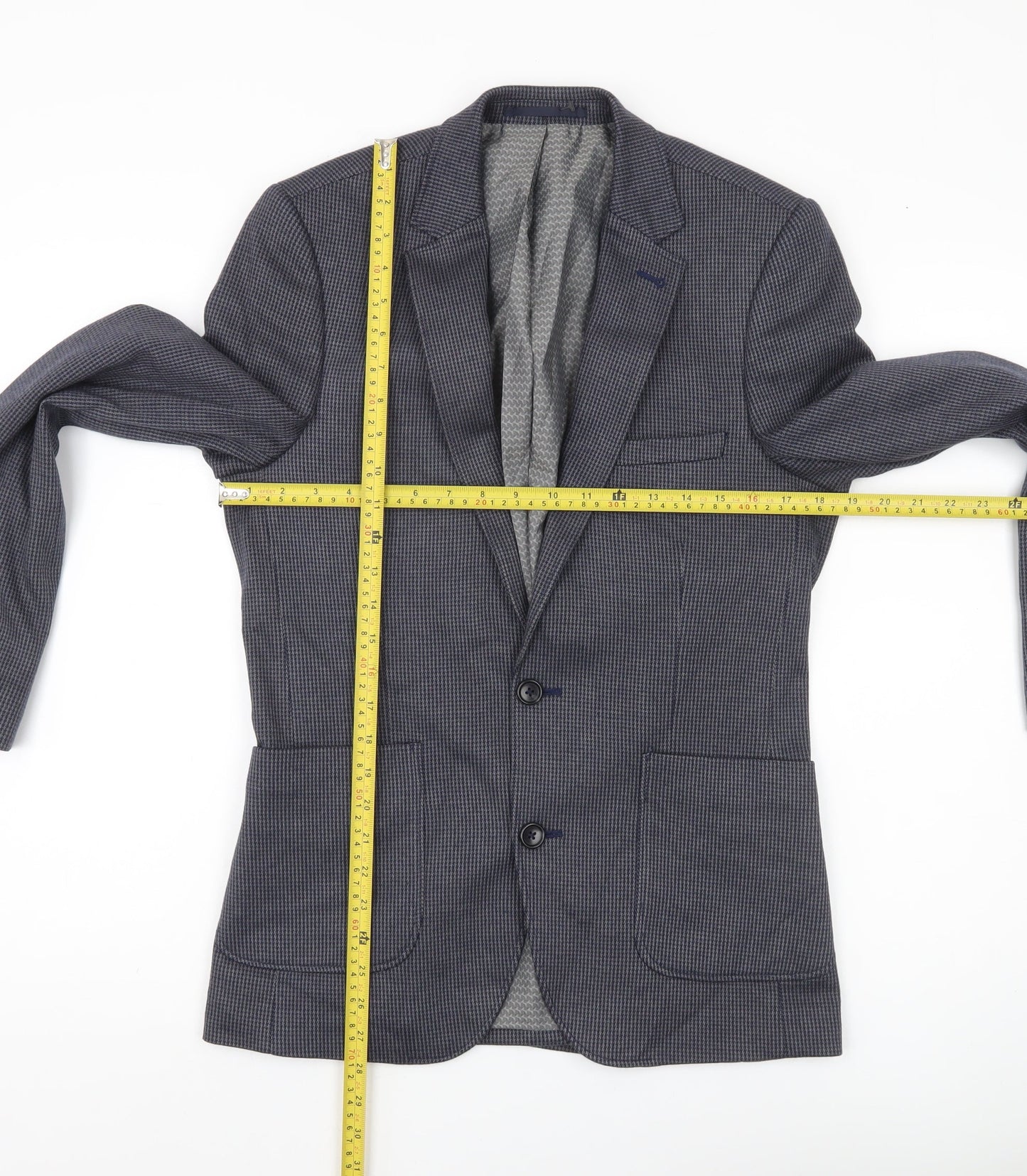 Burton Menswear Men’s Blue Check Blazer Jacket 36R Regular Fit