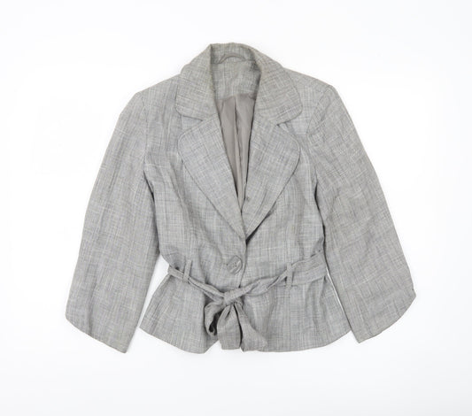 Evie Women’s Grey Belted Blazer Jacket UK 12 Workwear