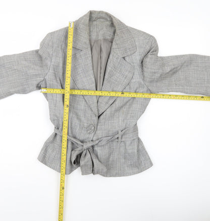 Back view of Evie Women’s Grey Belted Blazer Jacket UK 12 Workwear