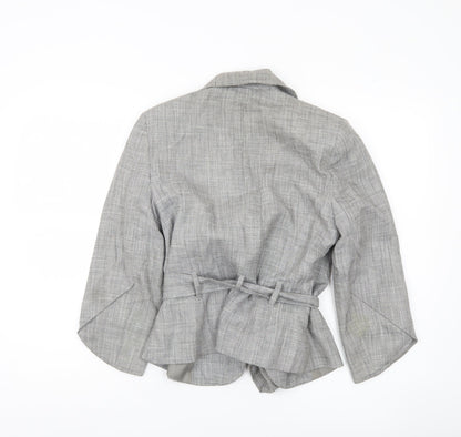 Close-up detail of Evie Women’s Grey Belted Blazer Jacket UK 12 Workwear