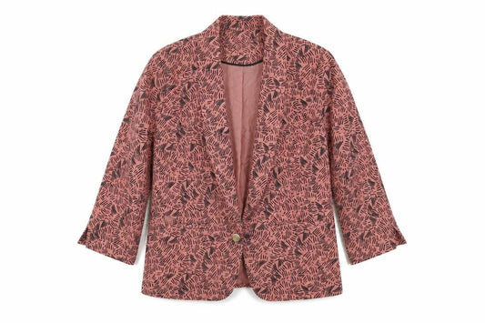Tu Woman Pink Black Print Blazer Jacket Size 12 Regular Fit