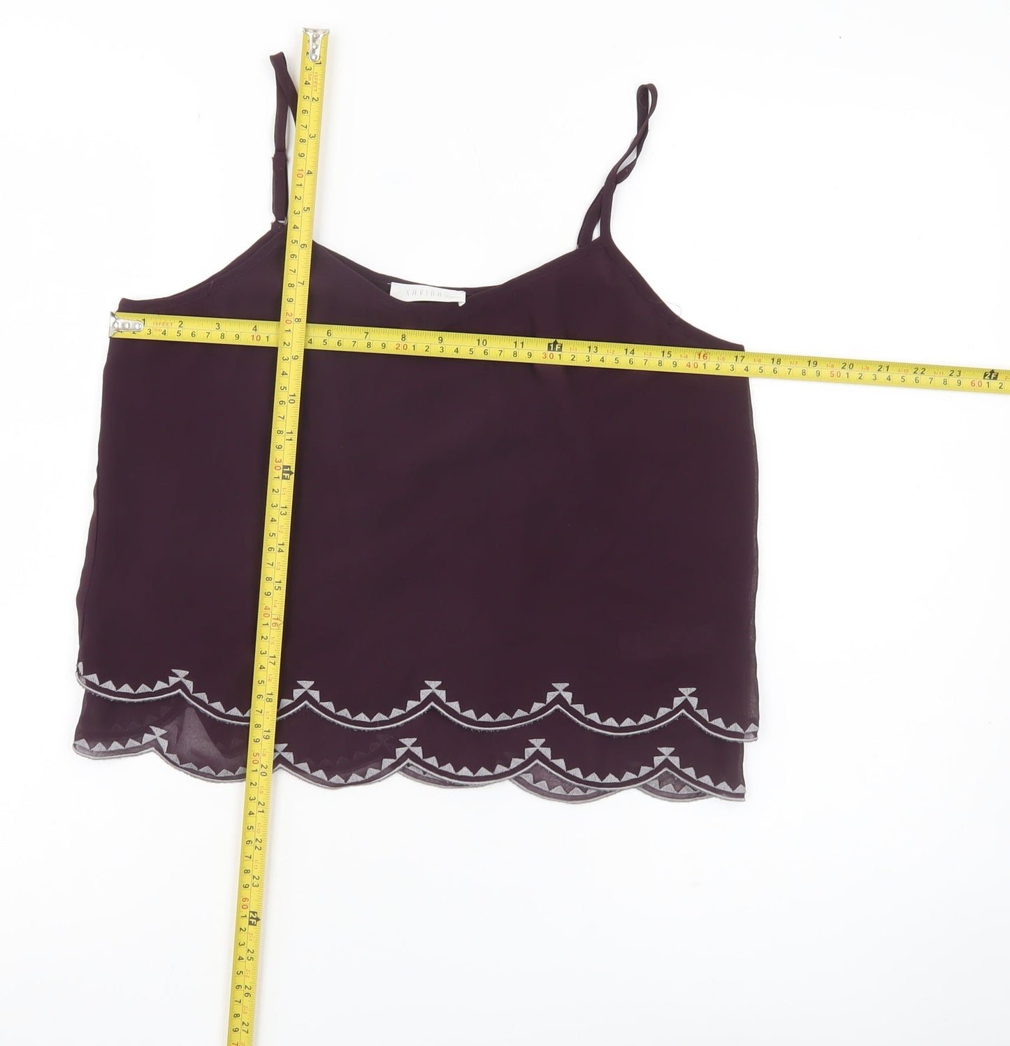 Savida Women Purple Camisole Tank Top Size 10 Polyester Embroidered