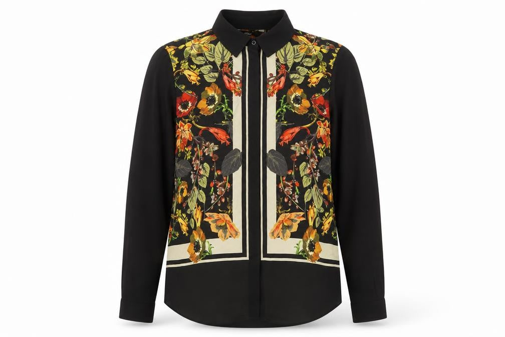Next Women’s Black Floral Long Sleeve Tunic Blouse UK 10