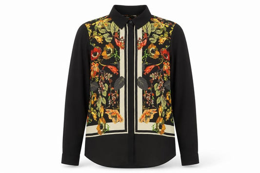 Next Women’s Black Floral Long Sleeve Tunic Blouse UK 10
