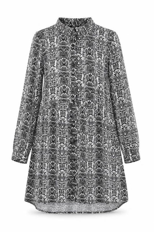 ESMARA Women’s Black Snake Print Shirt Dress Size 8 Long Sleeve