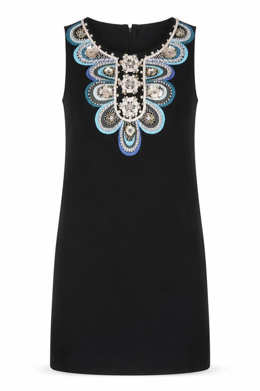 Monsoon Women’s Black Beaded Shift Dress Size 10 Party Cocktail