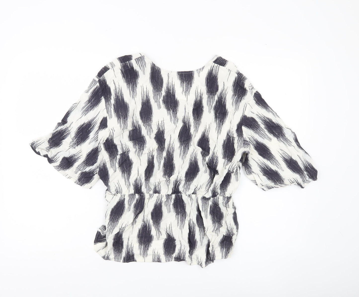 Marks and Spencer Women’s Ivory Black Wrap Blouse Size 14 Viscose