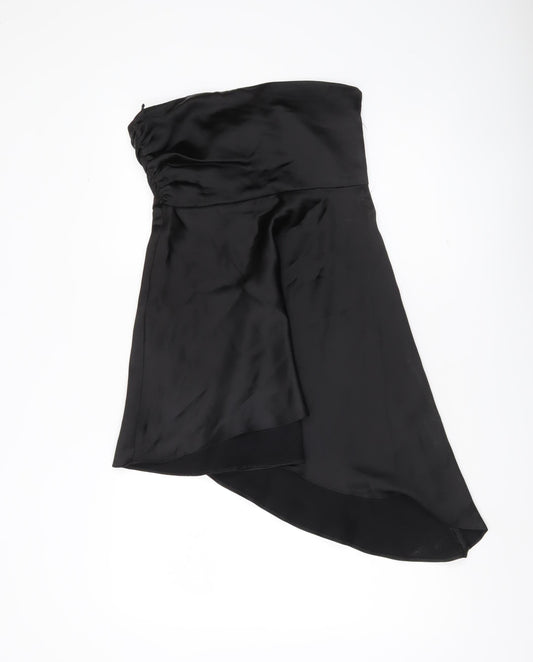 Zara Women Black Size 12 Strapless Asymmetric Hi-Low Party Dress