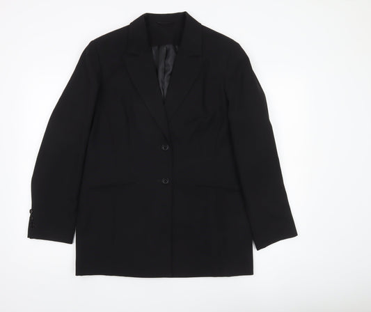Essentials Womens Black Size 16 Regular Fit Two-Button Suit Jacket