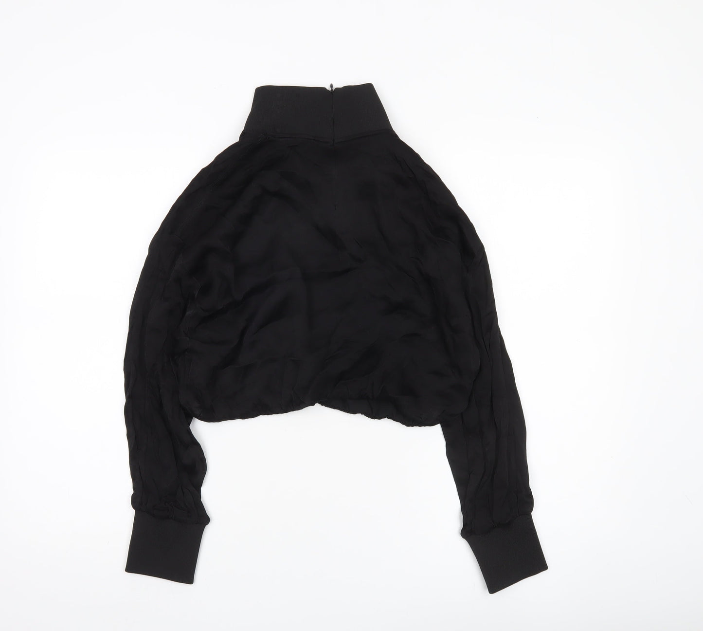 Zara Women’s Black Cropped High Neck Chiffon Blouse Size S