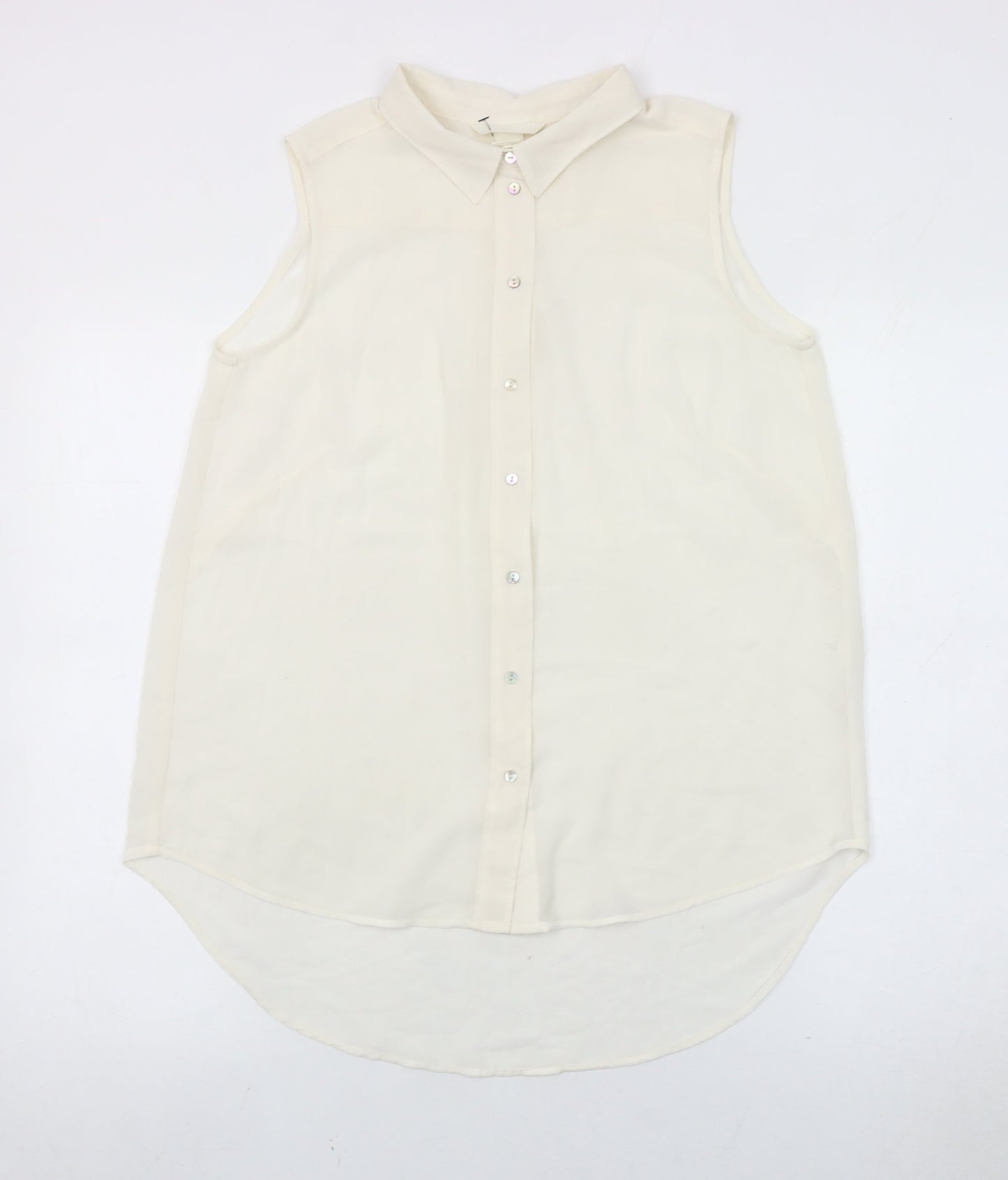 H&M Women’s Ivory Sleeveless Button-Up Blouse Size 10