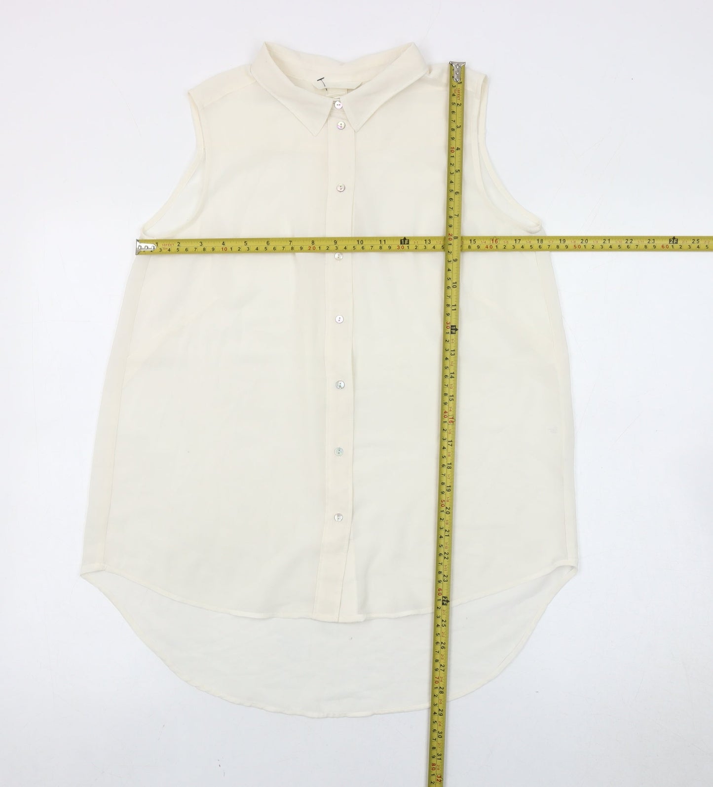 H&M Women’s Ivory Sleeveless Button-Up Blouse Size 10