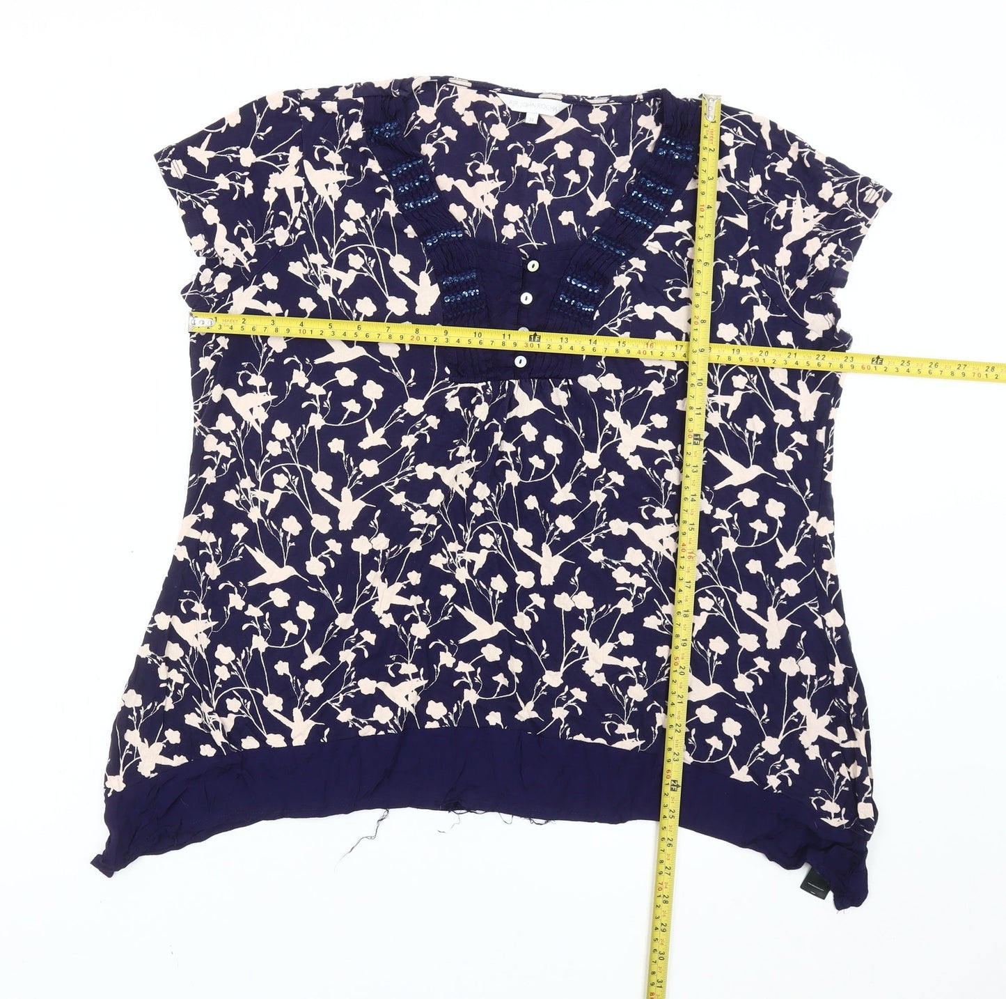RJR John Rocha Women's Blue Floral Tunic Blouse Size 20