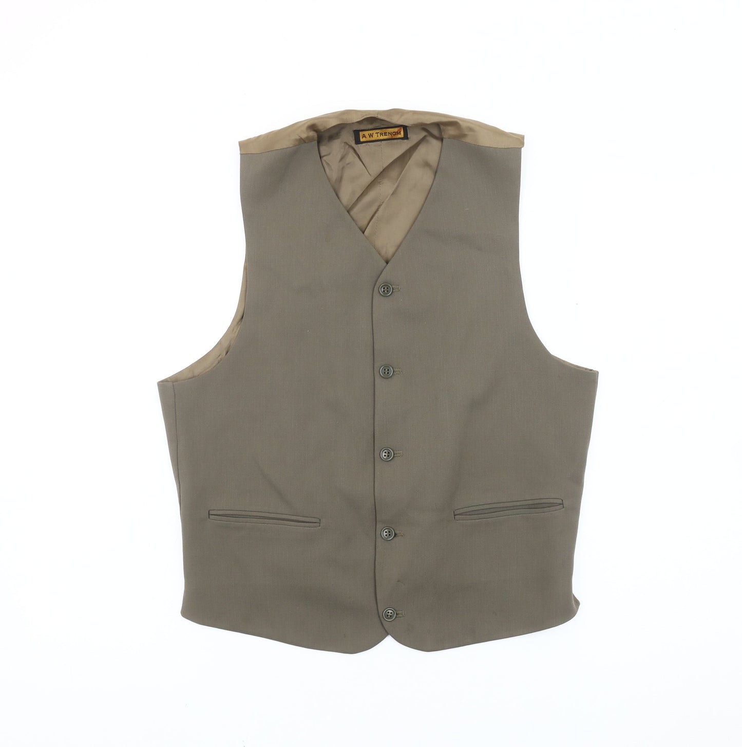 A W Trench Men's Brown Wool Waistcoat Size M Classic Formal