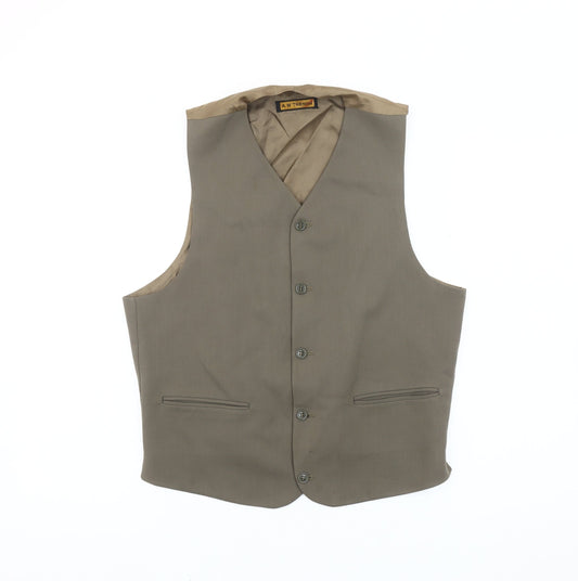 A W Trench Men's Brown Wool Waistcoat Size M Classic Formal