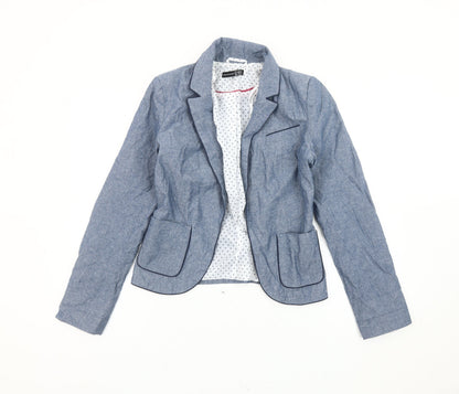 Additional front view of Atmosphere Women’s Blue Chambray Blazer, size UK 6, UK Single Breasted