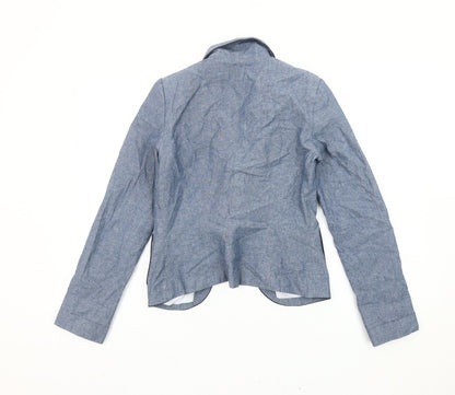 Close-up detail of Atmosphere Women’s Blue Chambray Blazer, size UK 6, UK Single Breasted