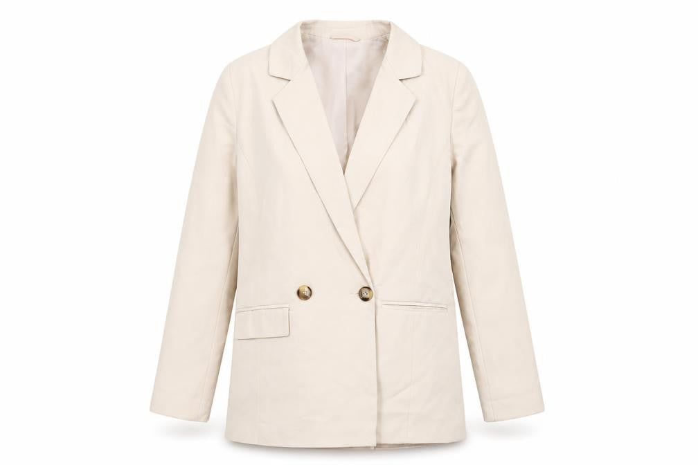 New Look Women Beige Size 8 Double-Breasted Blazer Jacket