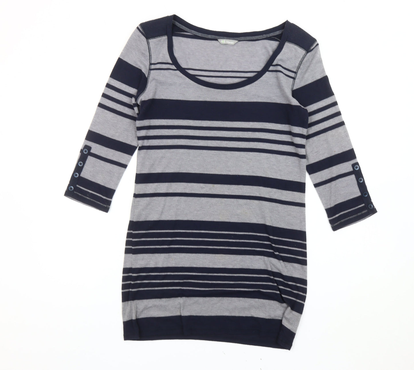 Marks and Spencer Womens Grey Blue Striped Shift Dress Size 10