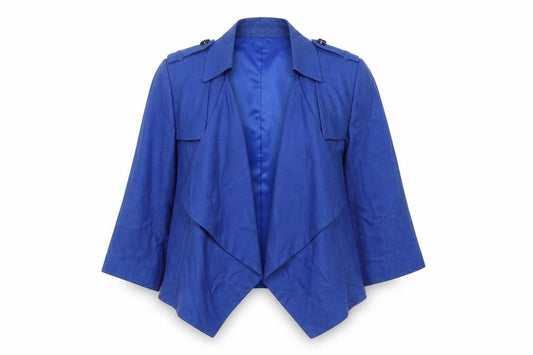 Marks & Spencer Women Blue Linen Viscose Blazer Size 14