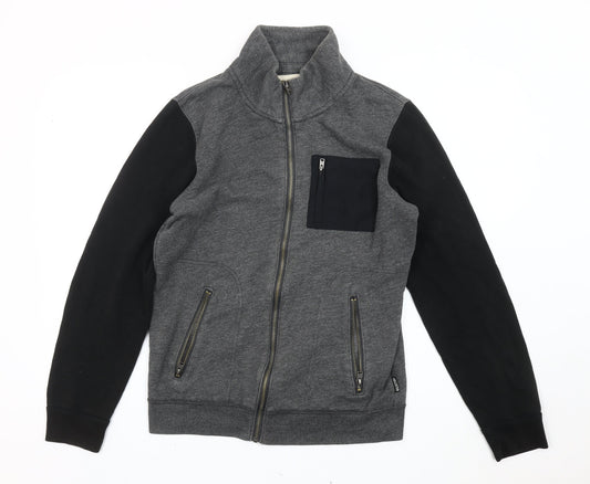 Hollister Men’s Grey Black Full Zip Jacket Size S Regular Fit
