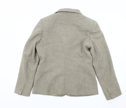 Close-up detail of Amaranto women’s beige, size UK 12, blazer jacket formal workwear