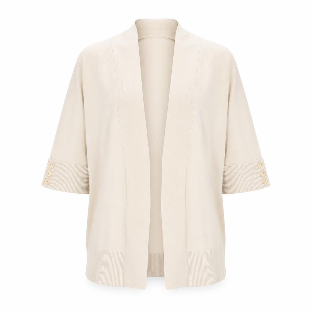 BHS Women’s Beige 3/4 Sleeve Cardigan Size 16 Cotton Blend