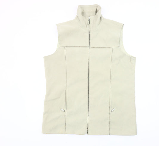 Joella Di Marco Women’s Beige Waistcoat L Sleeveless Zip Casual