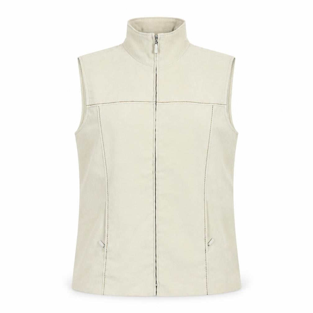 Joella Di Marco Women’s Beige Waistcoat L Sleeveless Zip Casual